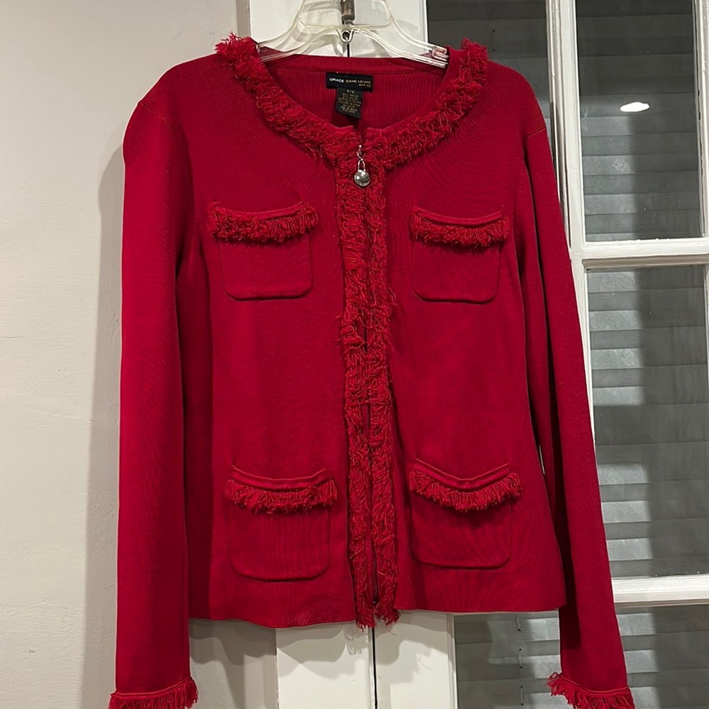 Red jacket cardigan